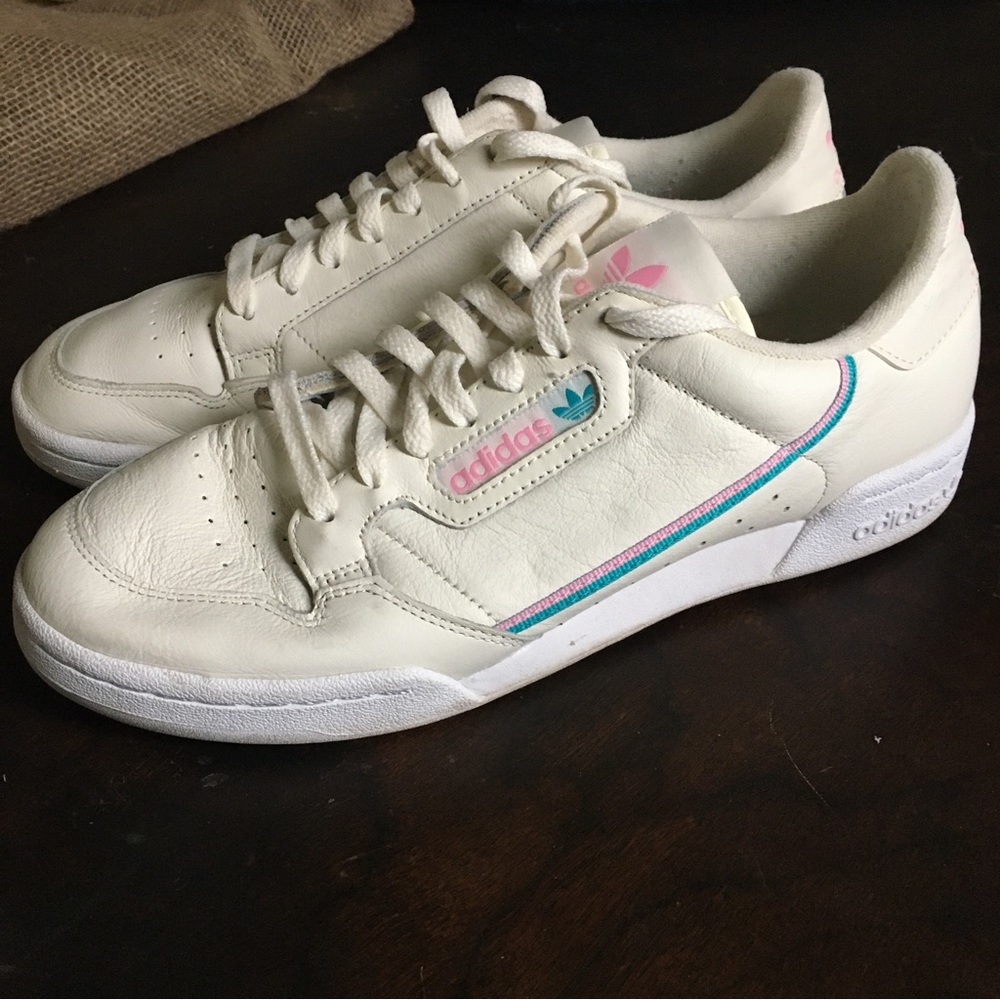Adidas Continental 80 W Size 9 Us Women's Shoes White/pink/blue Classic Casual